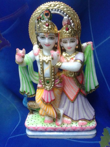 1 Feet White Marble Radha Krishna Statue