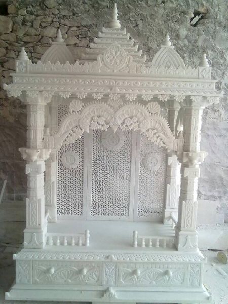 7 Feet White Marble Temple, For Home, Pattern : Plain