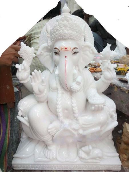 Makrana marble ganesh statue, for Home, Temple, Size : Multisizes