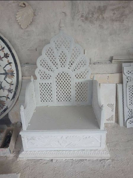 Plain White Marble Singhasan