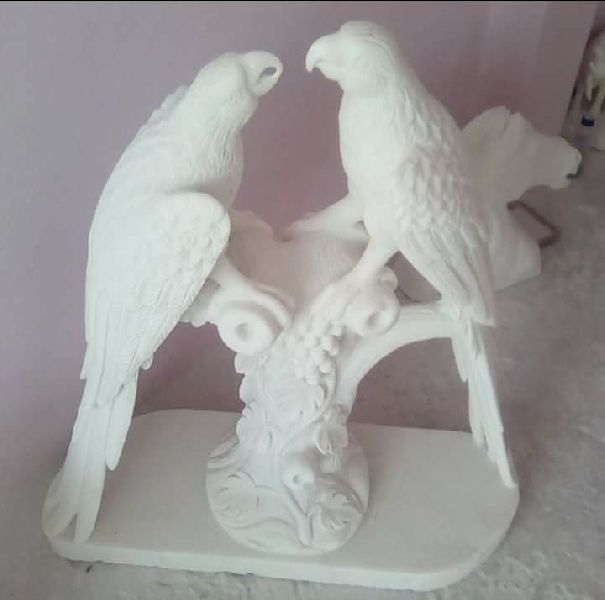White Stone Parrot Statue, Pattern : Plain