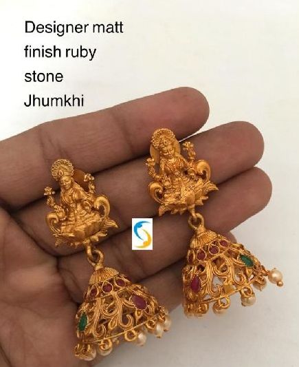 Matt Finish Ruby Stone Jhumkas, Style : Fashionable