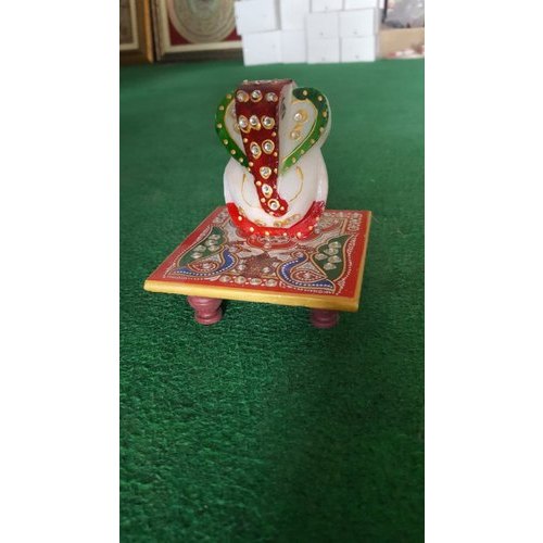  Marble Ganesh With Chowki, Packaging Type : Box