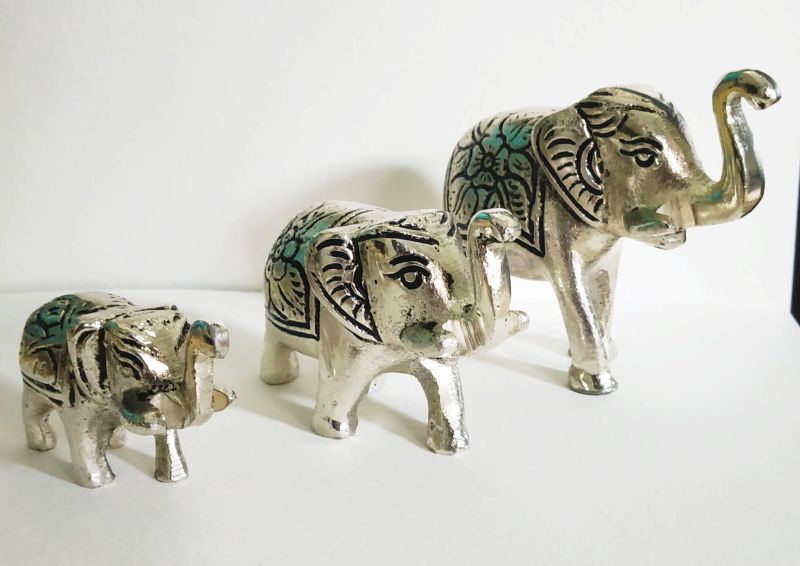 Elephant Statue Set, Color : Silver