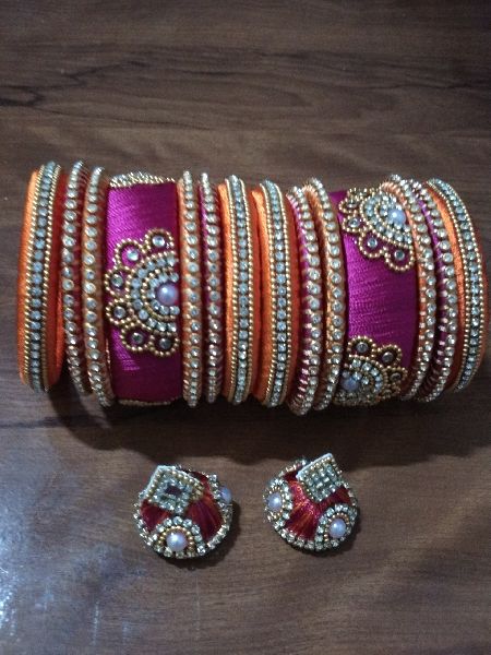 designer Silk thread bangles set