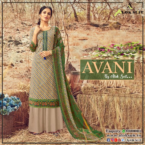 900 Grams Printed Cotton Avani Designer Suits, Age Group : 15-60