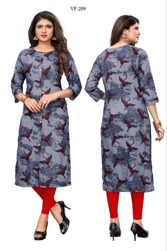 Printed Rayon Kurti, Occasion : Casual Wear, Party Wear