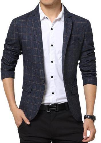 Plain Cotton Mens Blazers, Technics : Attractive Pattern, Embroidered, Handloom, Washed, Yarn Dyed