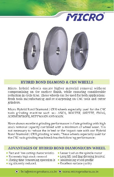 hybrid bonded diamond and cbn wheels
