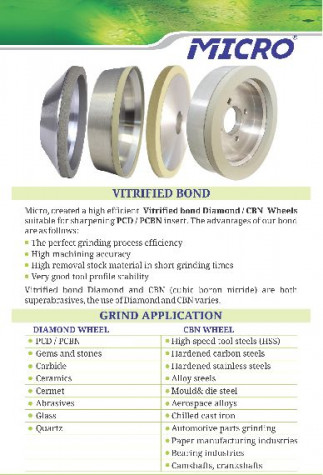 Vitrified bonded diamond and CBN wheels