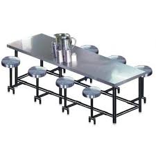 Non Polished Alloy Steel Canteen Table, for Cafe, Hotel, Industrial, Feature : Crack Proof, Easy To Assemble