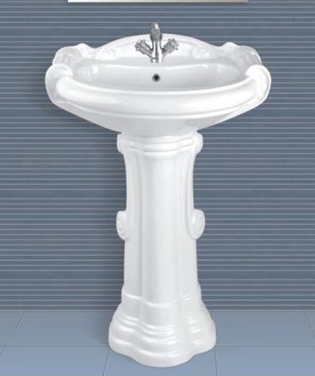 Ceramic Sterling Pedestal Wash Basin, for Home, Hotel, Pattern : Plain