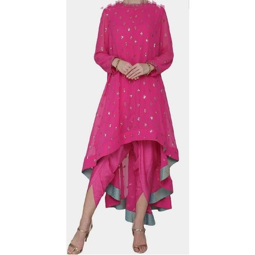 Embroidered Ladies Pink Fancy Dress, Feature : Anti Wrinkle, Attractive Designs