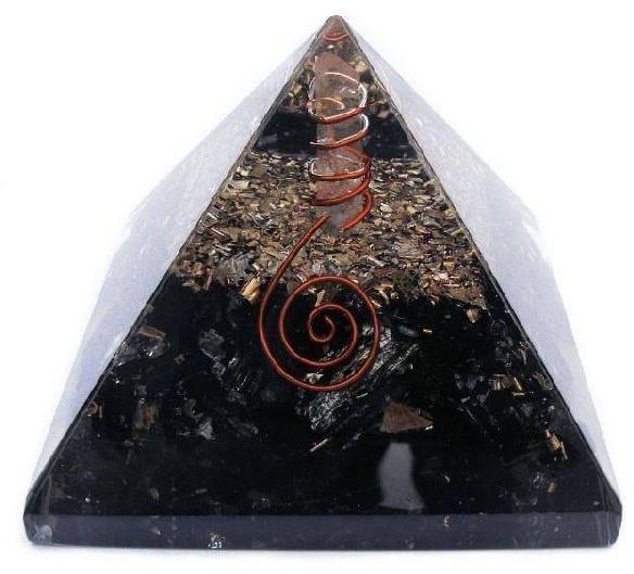 Crystal orgon black turmolin pyramid, Color : Transparent