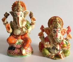 Non Polished Ceramic Ganesh Statue, for Garden, Home, Office, Shop, Pattern : Printed