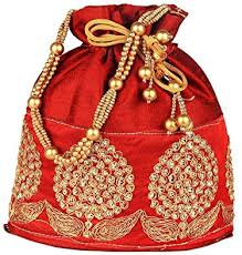 Anti Bacterial Leather Potli Bag, for Jewellery Use, Technics : Attractive Pattern, Handloom, Washed