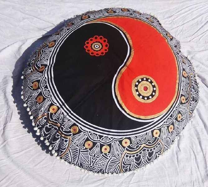 Black & Orange Mandala Cushion Cover