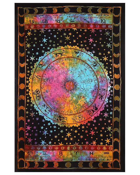 Black Zodiac Horoscope Astrology Cotton Wall Hanging Tapestry