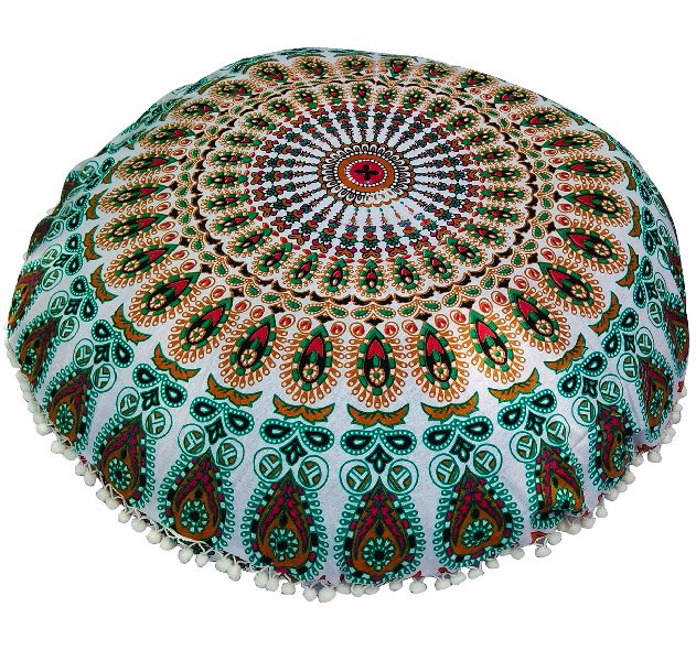 Brown Mirchi Mandala Cushion Cover