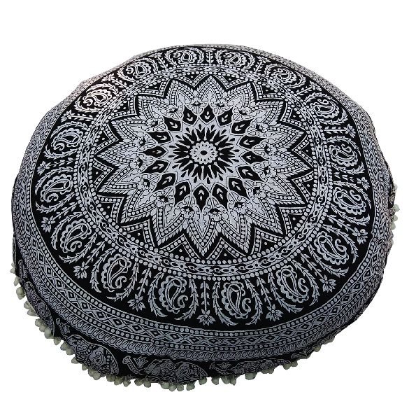 Black Elephant Mandala Cushion Cover