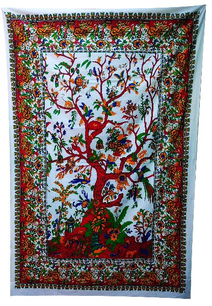 Floral Bird Bohemian Cotton Wall Hanging Tapestry