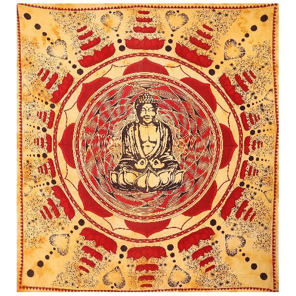 Lotus Brown Cotton Wall Hanging Tapestry
