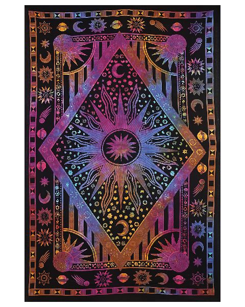 Purple Burning Sun Cotton Wall Hanging Tapestry