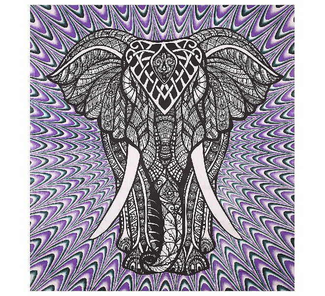 Purple Elephant Cotton Wall Hanging Tapestry