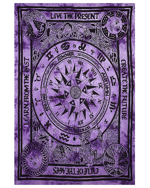 Purple Sun Moon Cotton Wall Hanging Tapestry