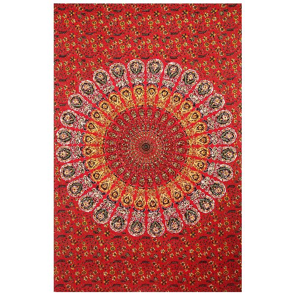 Red Peacock Cotton Wall Hanging Tapestry, Feature : Anti Shrinkage, Colorful Pattern