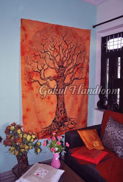 Orange Tie Dye Cotton Wall Hanging Tapestry Ght00073