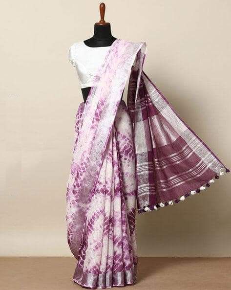 Semi Linen Shibori Dye Saree, Occasion : Party Wear, Wedding Wear