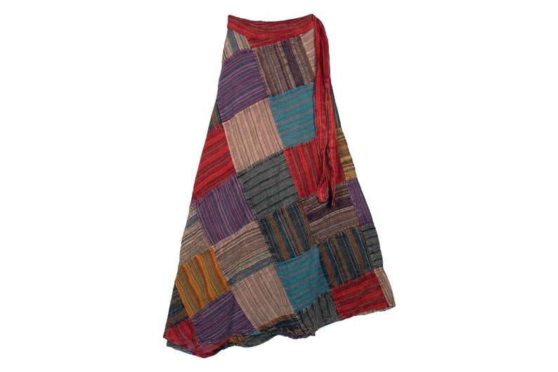 Patchwork Wrap Around Long Cotton Skirt, Feature : Comfortable, Fad Less Color, Shrink Resistance, Skin Friendly