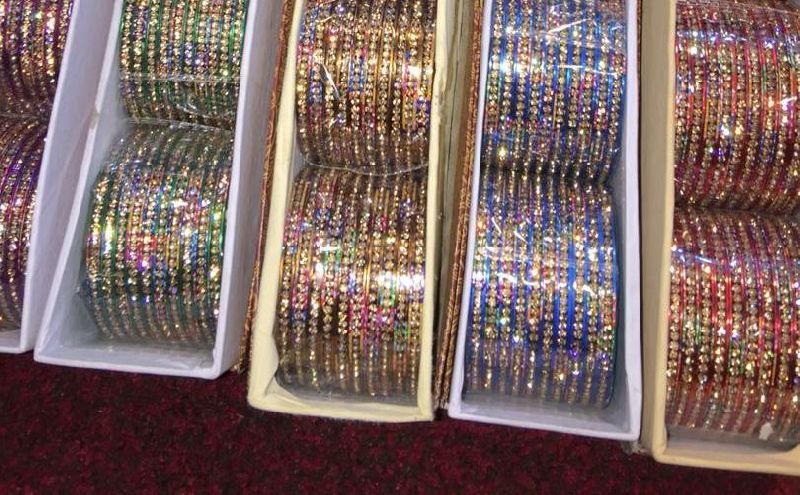 Acrylic Double Stepping Glitter Bangles, Packaging Type : Kraft Paper Box