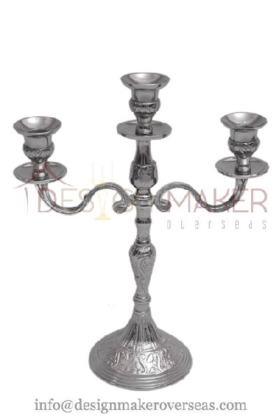 Plain Metal 3 Arm Candle Stand, Packaging Type : Cartoon Box