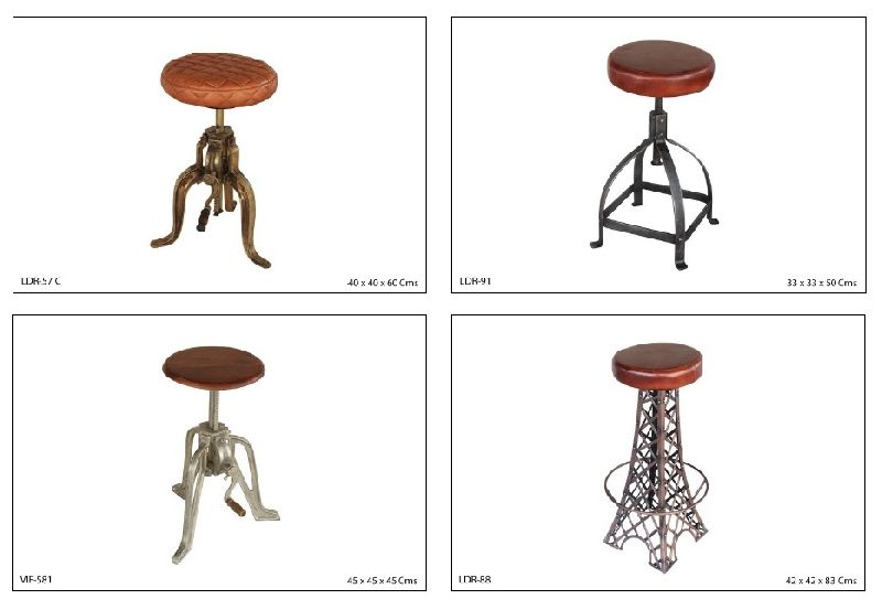 ARTISANS ARTS LEATHER STOOLS, for Home, Office, Restaurants, Shop, Pattern : Plain