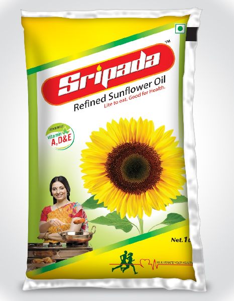 Blended Natural Sripada Refined Sunflower Oil, for Eating, Cooking, Human Consumption, Packaging Size : 1L
