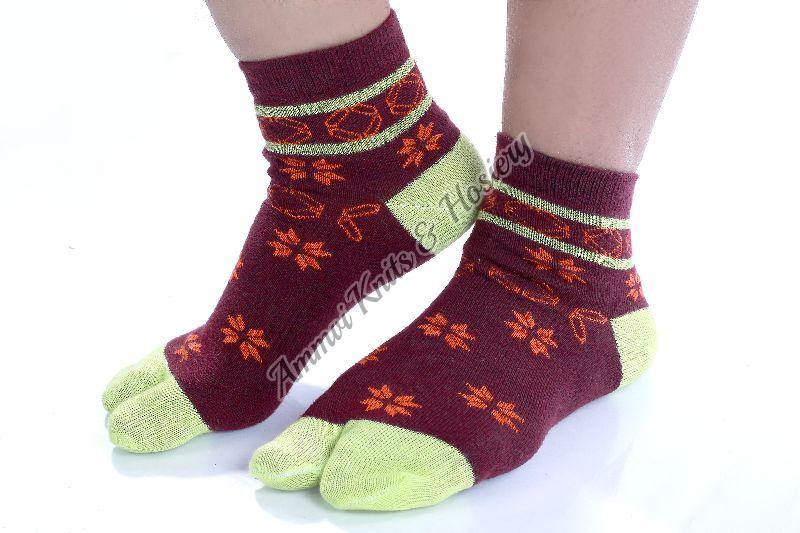 Printed Cotton Ladies Toe Socks, Technics : Woven