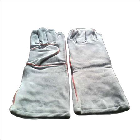 Long White Leather Working Gloves, Size : Standard