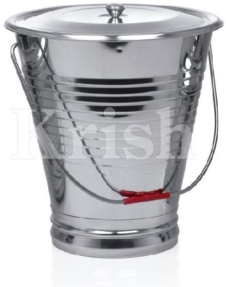 Round Non Polished Metal Bucket With Joint- Ribbed, for Domestic, Pattern : Plain