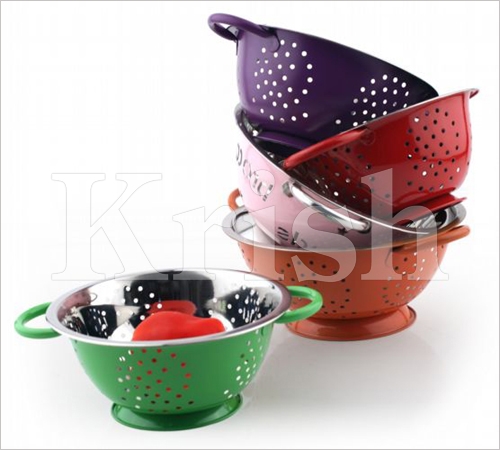 Polished Steel Deep Colanders With Colors, for Home, Hotel, Shop