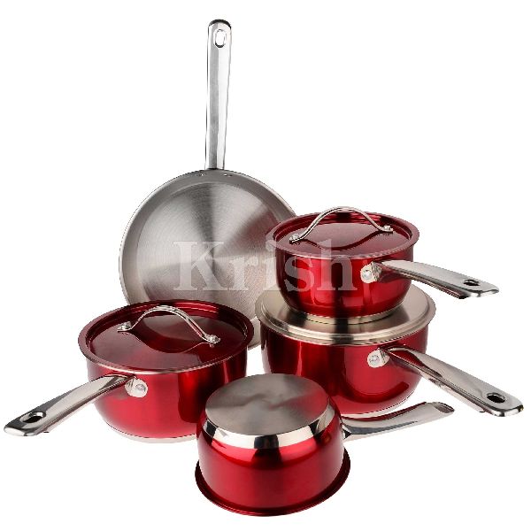 Encapsulated Cherry Cookware set with Steel Handles 7/8/10/12 Pcs