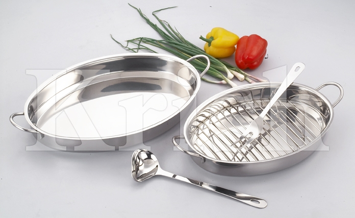 Oval Roasting Tin With With/ without Grill