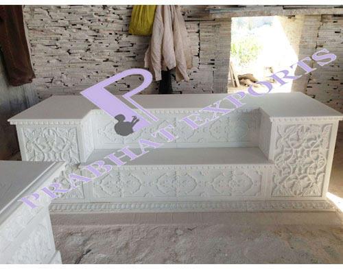 Indoor White Marble Singhasan