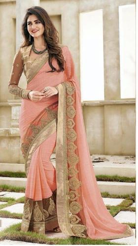Georgette Pink Printed Sarees, Occasion : Party wear