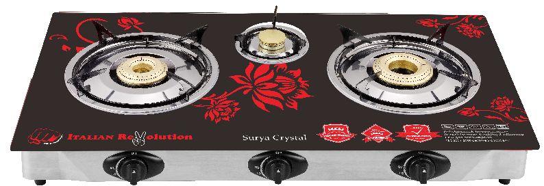 3 Burner Automatic Glasstop Gas Stoves (SCR-004)