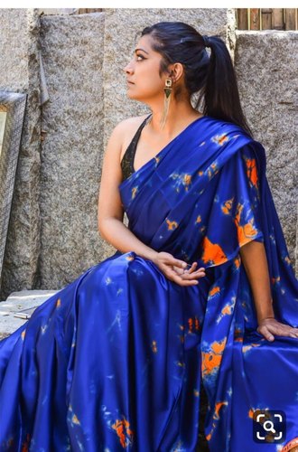 Silk crape saree, Saree Length : 6.3 m (with blouse piece)
