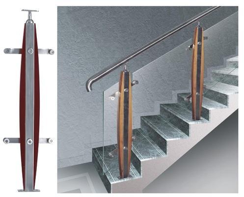 Stainless Steel Wooden Baluster Glass Railing