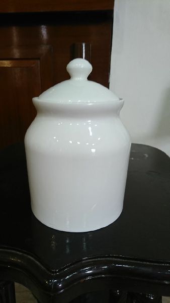 Round Ceramic Sugar Pot, for Kitchen Use, Feature : Good Quality, Shiny