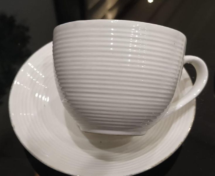 Ceramic Tea Cup with Saucer Plate, for Coffee, Shape : Round